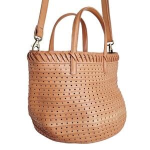 Majo Textured Tan Leather Bag with strap